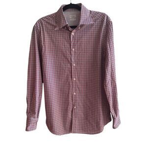 Brunello Cucinelli Men's Blue White Red Plaid Print Cotton Basic Fit Shirt M
